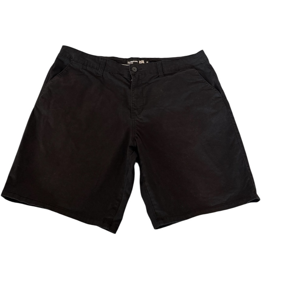 RSQ Men’s Black Shorts Chino Mid-Length 36 Flat Front Inseam 9in